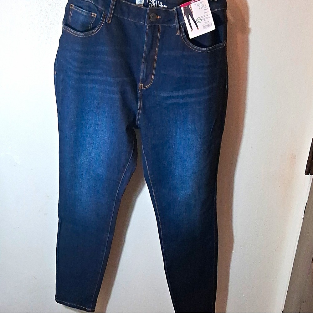 Skinny Jeans Dark Wash Womens Size 16 High-Rise Stretch Denim Time And Tru
